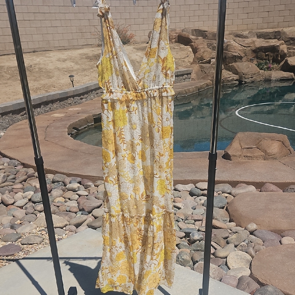 Floral Yellow and White Maxi Dress